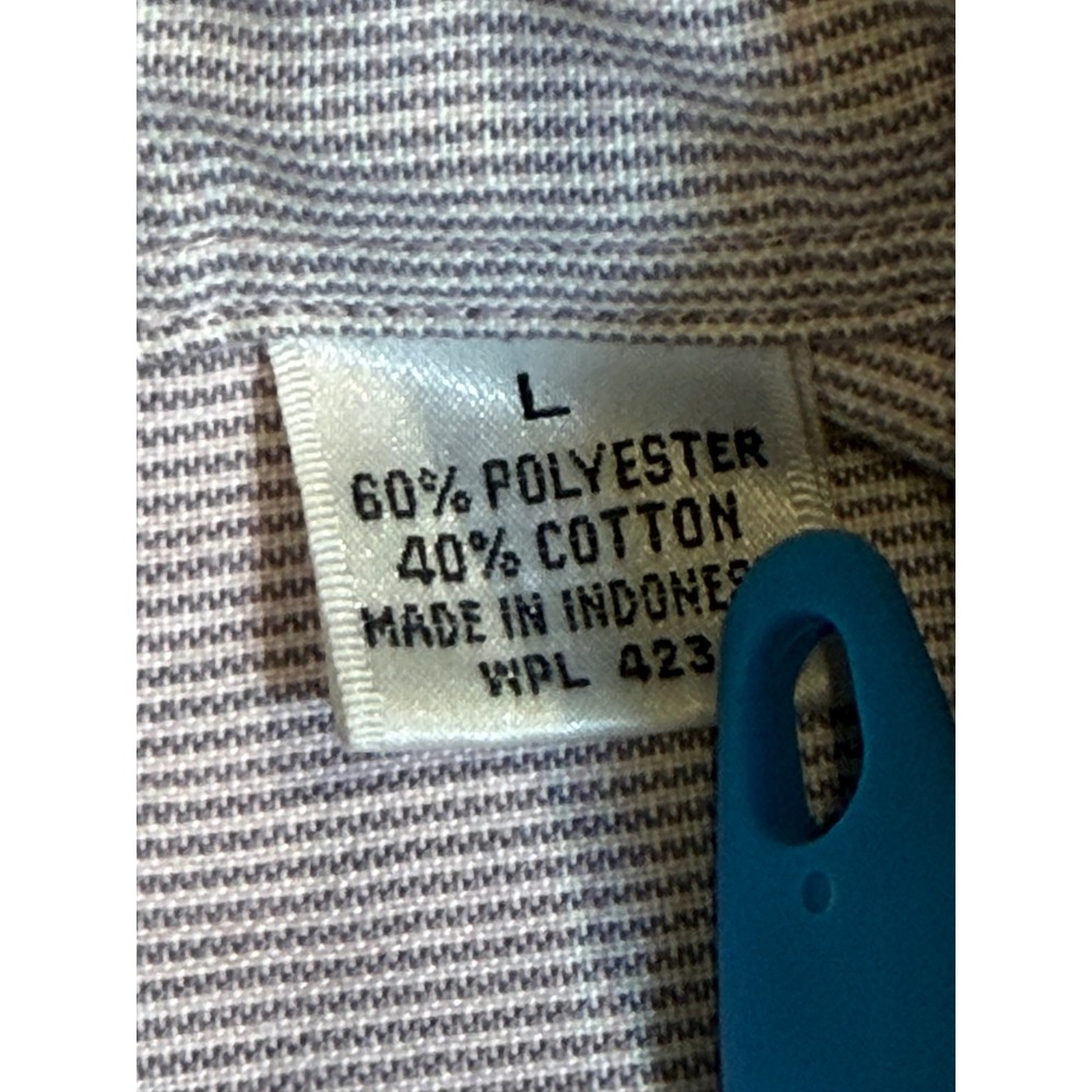 Levis Silver Label Vintage 90s Striped Short Sleeve Shirt Pink Grey L - Picture 4 of 10